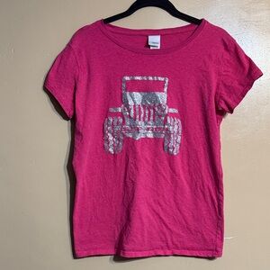 Women's Pink T-Shirt with Silver Jeep Graphic